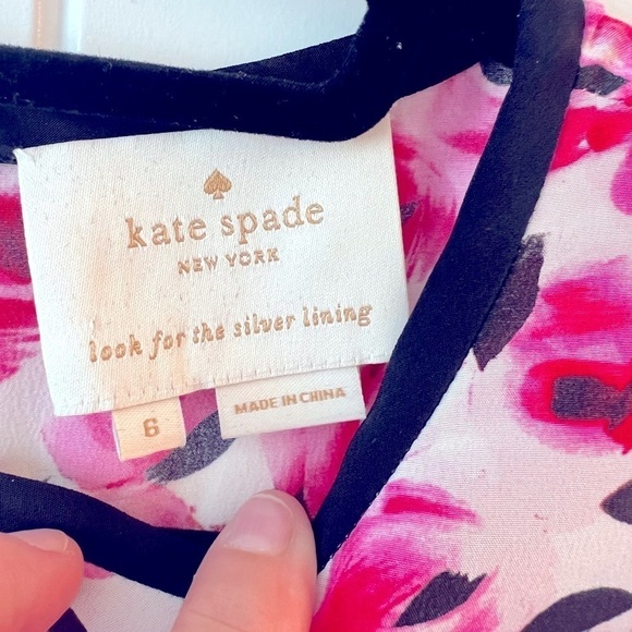 💕 Kate Spade Mini Rose Silk Dress Rose-Colored Glasses Creammulti Size 6 - Picture 7 of 9